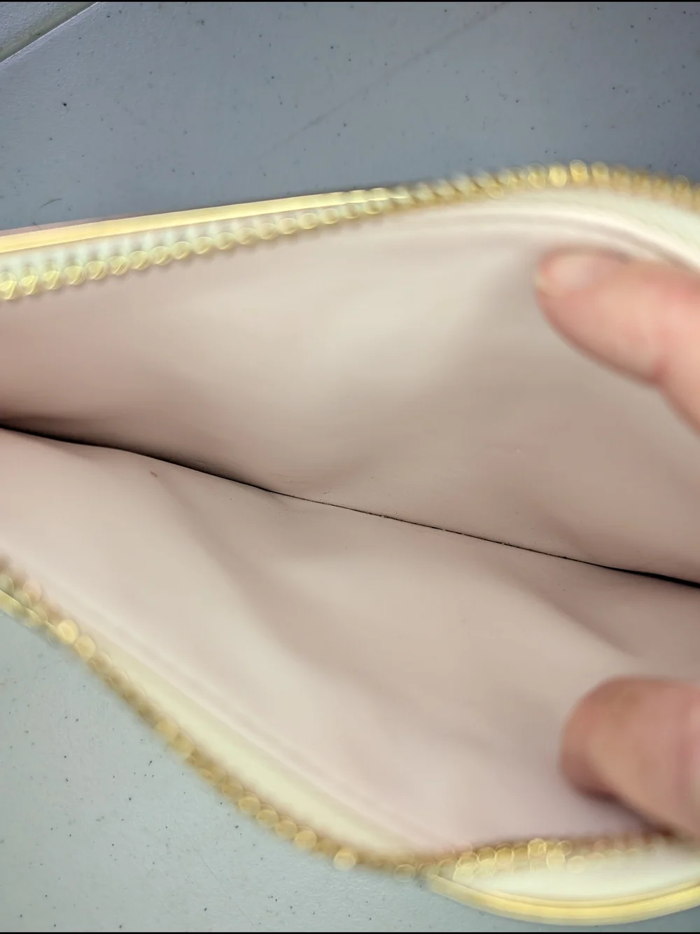 kate spade Metallic Gold and Cream Striped Pouch